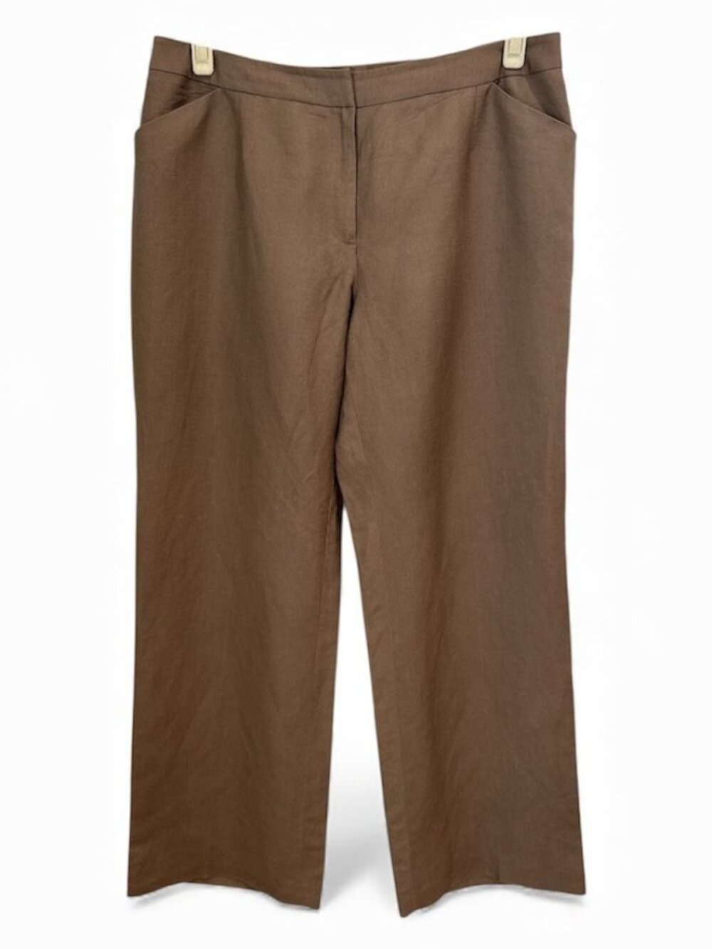Alex & Marie Brown Lined Linen Blend Pants Size 14W